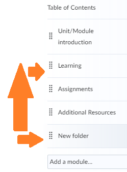 Figure 39 Moveable folders in the TOC